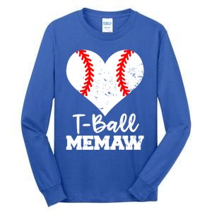 Tgiftball Memaw Heart Funny Tee Ball Memaw Gift Tall Long Sleeve T-Shirt