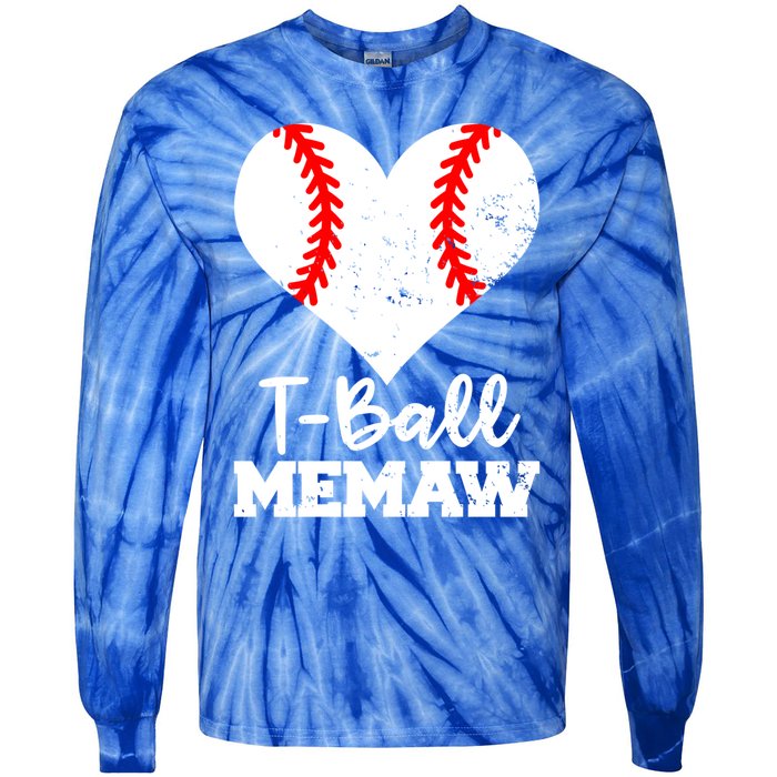 Tgiftball Memaw Heart Funny Tee Ball Memaw Gift Tie-Dye Long Sleeve Shirt