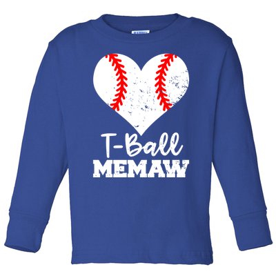 Tgiftball Memaw Heart Funny Tee Ball Memaw Gift Toddler Long Sleeve Shirt