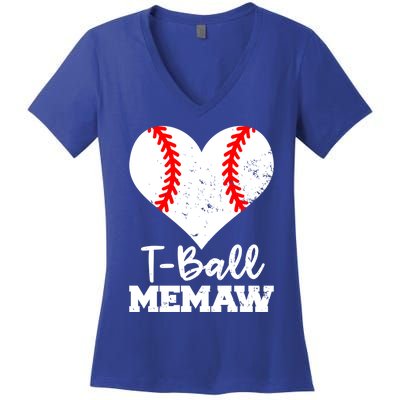 Tgiftball Memaw Heart Funny Tee Ball Memaw Gift Women's V-Neck T-Shirt