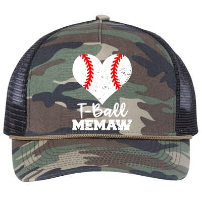 Tgiftball Memaw Heart Funny Tee Ball Memaw Gift Retro Rope Trucker Hat Cap