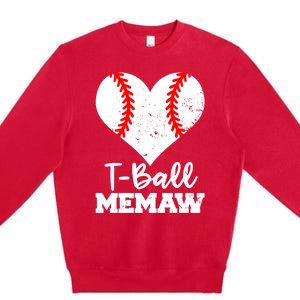 Tgiftball Memaw Heart Funny Tee Ball Memaw Gift Premium Crewneck Sweatshirt