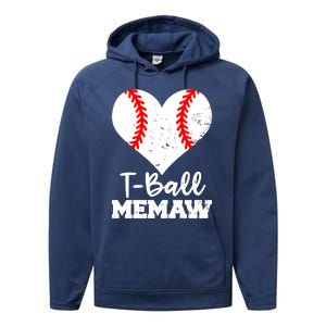 Tgiftball Memaw Heart Funny Tee Ball Memaw Gift Performance Fleece Hoodie