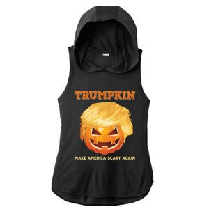 Trumpkin Make Halloween Great Again President Trump Pumpkin Great Gift Ladies PosiCharge Tri-Blend Wicking Draft Hoodie Tank