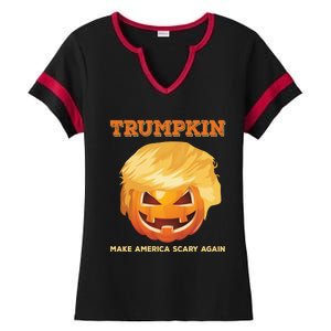 Trumpkin Make Halloween Great Again President Trump Pumpkin Great Gift Ladies Halftime Notch Neck Tee