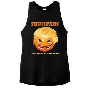 Trumpkin Make Halloween Great Again President Trump Pumpkin Great Gift Ladies PosiCharge Tri-Blend Wicking Tank