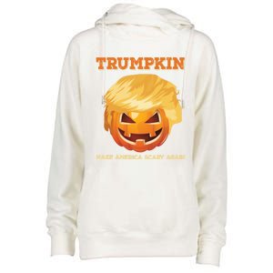 Trumpkin Make Halloween Great Again President Trump Pumpkin Great Gift Womens Funnel Neck Pullover Hood