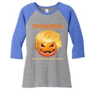 Trumpkin Make Halloween Great Again President Trump Pumpkin Great Gift Women's Tri-Blend 3/4-Sleeve Raglan Shirt