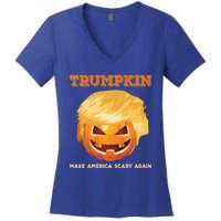 Trumpkin Make Halloween Great Again President Trump Pumpkin Great Gift Women's V-Neck T-Shirt