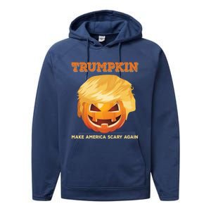 Trumpkin Make Halloween Great Again President Trump Pumpkin Great Gift Performance Fleece Hoodie