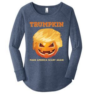 Trumpkin Make Halloween Great Again President Trump Pumpkin Great Gift Women's Perfect Tri Tunic Long Sleeve Shirt