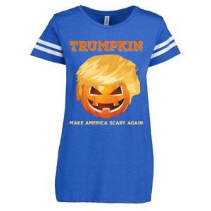 Trumpkin Make Halloween Great Again President Trump Pumpkin Great Gift Enza Ladies Jersey Football T-Shirt