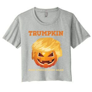 Trumpkin Make Halloween Great Again President Trump Pumpkin Great Gift Women's Crop Top Tee