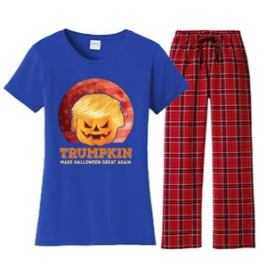 Trumpkin Make Halloween Great Again President Trump Pumpkin Cool Gift Women's Flannel Pajama Set