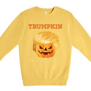 Trumpkin Make Halloween Great Again President Trump Pumpkin Meaningful Gift Premium Crewneck Sweatshirt