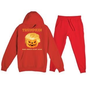 Trumpkin Make Halloween Great Again President Trump Pumpkin Meaningful Gift Premium Hooded Sweatsuit Set