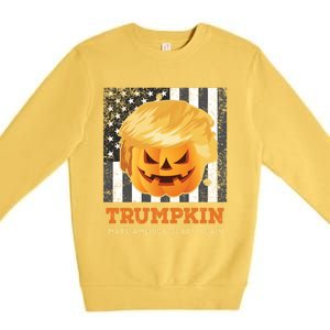 Trumpkin Make Halloween Great Again President Trump Pumpkin Gift Premium Crewneck Sweatshirt