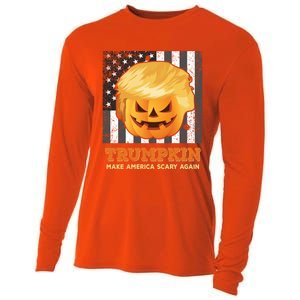 Trumpkin Make Halloween Great Again President Trump Pumpkin Gift Cooling Performance Long Sleeve Crew