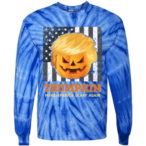 Trumpkin Make Halloween Great Again President Trump Pumpkin Gift Tie-Dye Long Sleeve Shirt