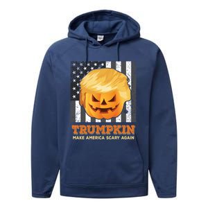 Trumpkin Make Halloween Great Again President Trump Pumpkin Gift Performance Fleece Hoodie