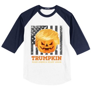 Trumpkin Make Halloween Great Again President Trump Pumpkin Gift Baseball Sleeve Shirt