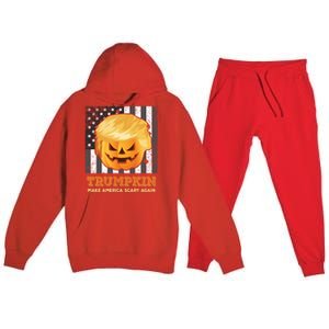 Trumpkin Make Halloween Great Again President Trump Pumpkin Gift Premium Hooded Sweatsuit Set