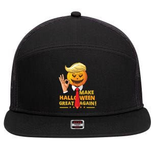 Trumpkin Make Halloween Great Again Pumpkin Gift 7 Panel Mesh Trucker Snapback Hat