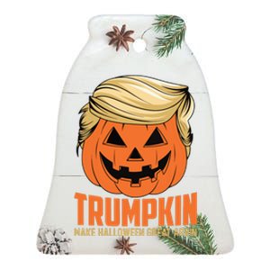 Trumpkin Make Halloween Great Again Funny Sarcastic Saying Ceramic Bell Ornament