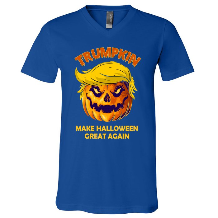 Trumpkin Make Halloween Great Again Gift V-Neck T-Shirt