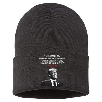 Trump Milwaukee Horrible City President Trump Sarcastic Sustainable Knit Beanie