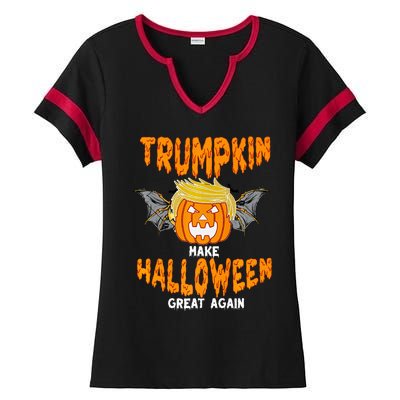 Trumpkin Make Halloween Great Again Funny Trump Halloween Ar Premium Ladies Halftime Notch Neck Tee