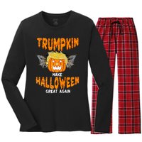 Trumpkin Make Halloween Great Again Funny Trump Halloween Ar Premium Women's Long Sleeve Flannel Pajama Set 