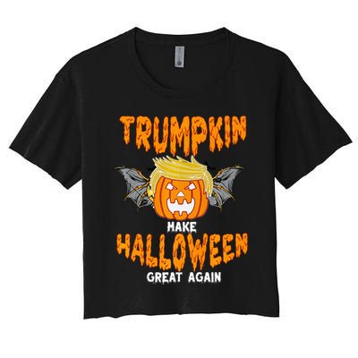 Trumpkin Make Halloween Great Again Funny Trump Halloween Ar Premium Women's Crop Top Tee