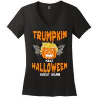 Trumpkin Make Halloween Great Again Funny Trump Halloween Ar Premium Women's V-Neck T-Shirt