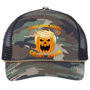 Trumpkin Make Halloween Great Again Trump Pumpkin Halloween Gift Retro Rope Trucker Hat Cap