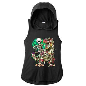 TRex Mummy Halloween Moonlight Skeleton Dinosaur T Rex Gift Ladies PosiCharge Tri-Blend Wicking Draft Hoodie Tank