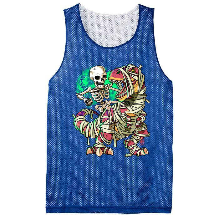 TRex Mummy Halloween Moonlight Skeleton Dinosaur T Rex Gift Mesh Reversible Basketball Jersey Tank