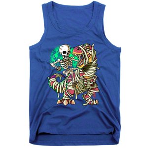 TRex Mummy Halloween Moonlight Skeleton Dinosaur T Rex Gift Tank Top