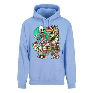 TRex Mummy Halloween Moonlight Skeleton Dinosaur T Rex Gift Unisex Surf Hoodie