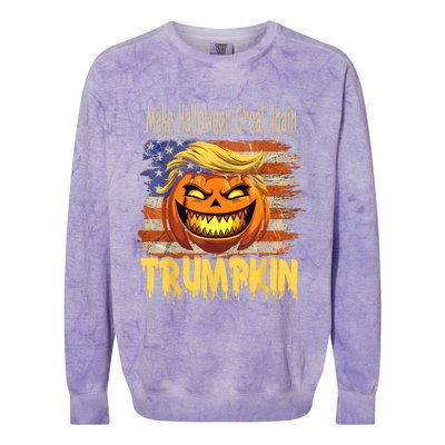 Trumpkin Make Halloween Great Again Flag Usa American Colorblast Crewneck Sweatshirt