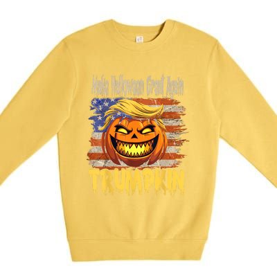 Trumpkin Make Halloween Great Again Flag Usa American Premium Crewneck Sweatshirt