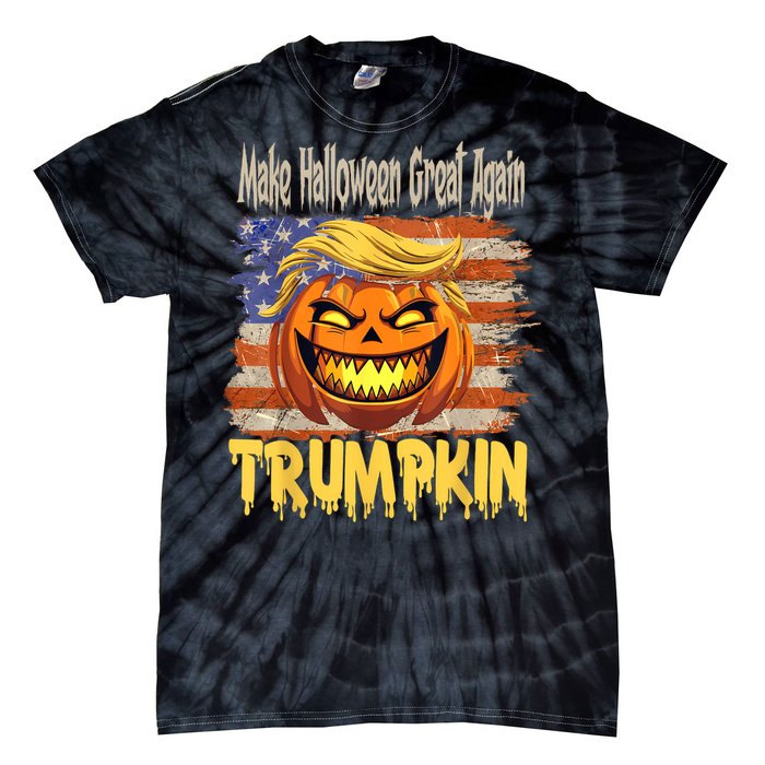 Trumpkin Make Halloween Great Again Flag Usa American Tie-Dye T-Shirt