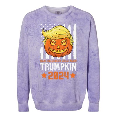 Trumpkin Make Halloween Great Again Flag Pumpkin Trump 2024 Colorblast Crewneck Sweatshirt