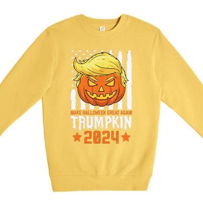 Trumpkin Make Halloween Great Again Flag Pumpkin Trump 2024 Premium Crewneck Sweatshirt