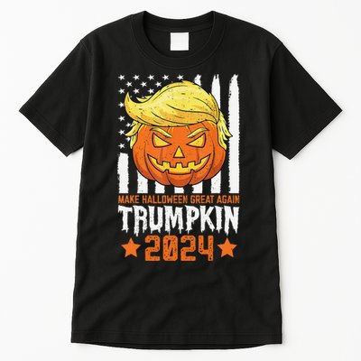 Trumpkin Make Halloween Great Again Flag Pumpkin Trump 2024 Tall T-Shirt