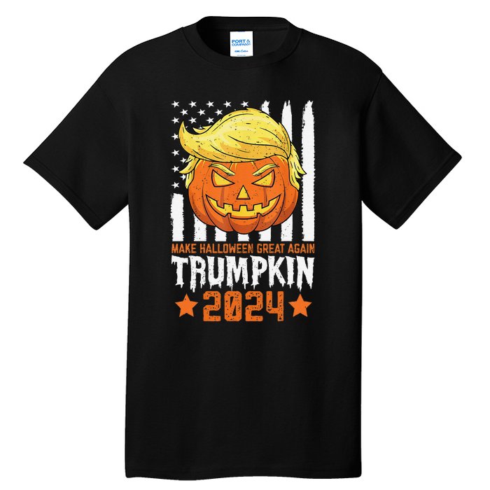 Trumpkin Make Halloween Great Again Flag Pumpkin Trump 2024 Tall T-Shirt