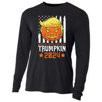 Trumpkin Make Halloween Great Again Flag Pumpkin Trump 2024 Cooling Performance Long Sleeve Crew