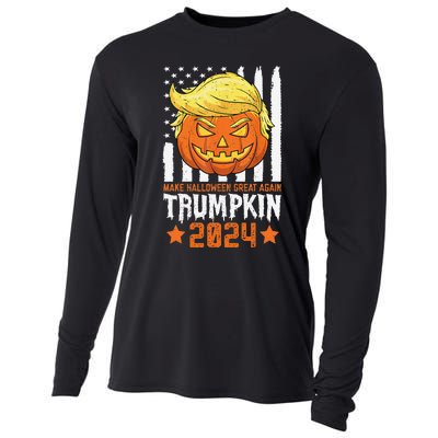 Trumpkin Make Halloween Great Again Flag Pumpkin Trump 2024 Cooling Performance Long Sleeve Crew