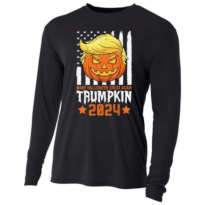 Trumpkin Make Halloween Great Again Flag Pumpkin Trump 2024 Cooling Performance Long Sleeve Crew