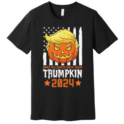 Trumpkin Make Halloween Great Again Flag Pumpkin Trump 2024 Premium T-Shirt